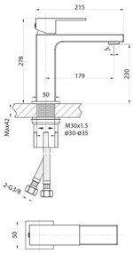 Sapho Cubemix verhoogde wastafelkraan 28cm chroom