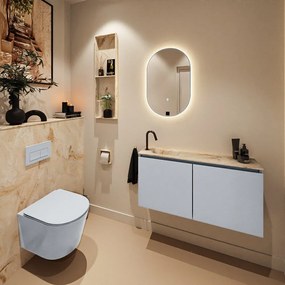 Mondiaz Ture DLux toiletmeubel 100cm clay met wastafel frappe links met kraangat