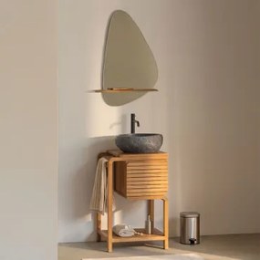 Bradley Teakhouten Badkamermeubelset Onregelmatige In Zwart Cement ↔︎40 Cm Fedro & Onregelmatig Met Houten Plank 55x85 Cm Kai - Sklum