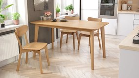ROXY Onderstel naturel eik, 150cm/80cm - RETRO KEUKEN-/DININGTAFEL - rechthoekige houten tafel
