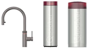 Quooker flex kokendwaterkraan - draaibare & uittrekbare uitloop - Combi incl. Cube reservoir - Warm / kokend / bruisend / gefilterd water - Gunmetal 22XGME-CUBE