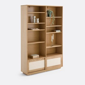 Boekenkast module met eiken fineer/rotan, Palano