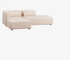 Modulaire Hoekbank Van 2 Delen Met Rechter Chaise Longue En Poef Fogler Teddystof Crème Beige - Sklum