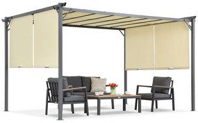 Creme Sevilla terraspergola 3x4m met Garden Point gordijnen
