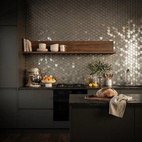 Zelfklevende Mozaïektegels Metaal | Driepas 3D Zilver | 30,5×29,6 cm | Keuken, Bad &amp; WC