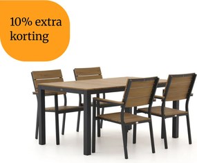 + 10% kassakorting | Diningset Bellagio | 4 personen polywood | Tuinset stapelbaar | 5-delig | Kees Smit Tuinmeubelen