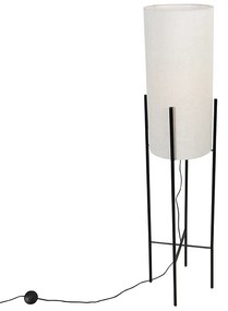 Moderne vloerlamp zwart met linnen grijze kap - Rich Modern E27 cilinder / rond Binnenverlichting Lamp