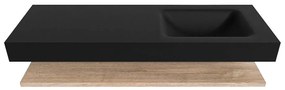 Zaro Alan badmeubel 140cm met planchet washed oak en vrijhangende wastafel cloud rechts 1 kraangat urban