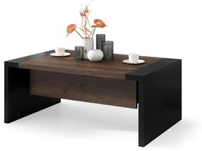 SPACE bruin eiken / zwart, opklapbare salontafel, in hoogte verstelbaar