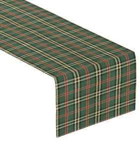 Dekoria Rechthoekige tafelloper, groen-rood ruit, 40 x 130 cm