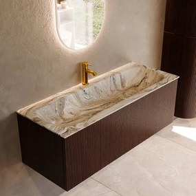 Mondiaz Kurve-dlux 120cm badmeubel ruby met 1 lade en wastafel big large midden 1 kraangat glace