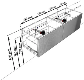 Mondiaz Kurve-dlux 140cm badmeubel shadow met 2 lades en wastafel stor small dubbel zonder kraangat opalo