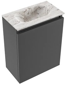 Mondiaz Ture DLux toiletmeubel 40cm dark grey met wastafel glace midden zonder kraangat