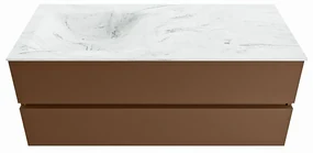 Mondiaz Vica DLux badmeubel 120cm rust 2 lades met wastafel opalo links 1 kraangat