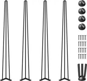 VEVOR Tafelpoten DIY 4 STUKS Haarspeld Salontafelpoot 91,5 cm Bureautafelpoten Koolstofstaal Salontafel Capaciteit 100 kg 220 lbs Eettafelpoten 3 Staven Tafelpoot voor Dagelijks Gezin Zwart 4,3x4,3"