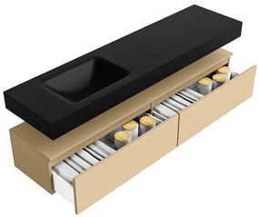 Zaro Alan badmeubel 180cm sand 2 lades met vrijhangende wastafel cloud links 1 kraangat urban