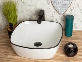 Kerra KR650 waskom vierkant wit met zwarte rand 40.5x40.5x14cm