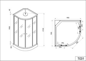 Badstuber TC01 complete douchecabine 90x90x215cm