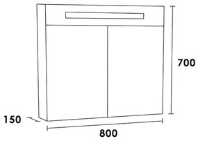 Sanituba Spiegelkast Double Face 80cm Donker eiken