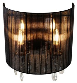 Klassieke wandlamp chroom met zwarte kap - Ann-Kathrin 2