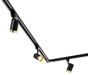 Modern railsysteem met 5 spots zwart goud 1-fase  - Iconic Jeana