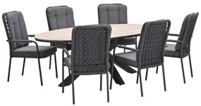 Garden Impressions Aleria tuinset 7-delig - Tulli tuintafel 220x115xH75 cm - light teak vironwood