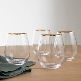 Set van 4 gestreepte glazen, Lurik