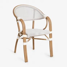 Set Van 4 Brielle Bistro Aluminium Stapelbare Tuinstoelen Met Armleuningen Gardenia Wit - Sklum