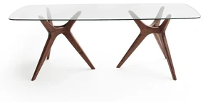 Rechthoekige tafel in glas/notelaar Maricielo