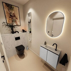 MONDIAZ TURE-DLUX 60cm toiletmeubel Plata. EDEN wastafel Opalo positie midden. Met 1 kraangat. TUREDX60PLAM1OPA