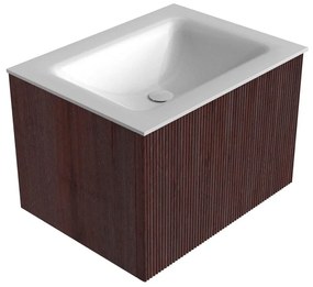 Mondiaz Kurve 60cm badmeubel ruby met 1 lade en wastafel cloud midden zonder kraangat