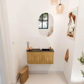 Mondiaz Joya DLux 80cm toiletmeubel ronding links oak met wastafel faye rechts 1 kraangat lava