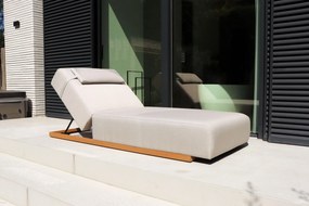 Flow Lio daybed Graumel chalk met teakhouten frame