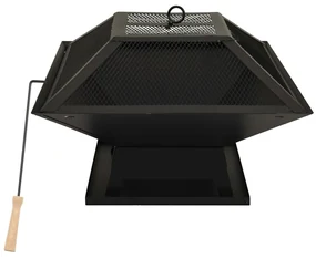 vidaXL Vuurplaats en barbecue 2-in-1 met pook 46,5x46,5x37 cm staal