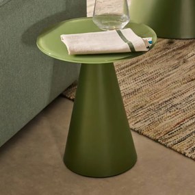 Kave Home Wilshire Ronde Bijzettafel Mat Glas Groen 30 Cm - 30 X 30cm.