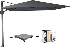 Challenger T1 zweefparasol 300x300 cm antraciet  met 90KG voet en hoes