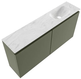 Mondiaz Ture DLux toiletmeubel 100cm army met wastafel opalo rechts met kraangat