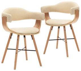 vidaXL Eetkamerstoelen 2 st kunstleer en gebogen hout crème