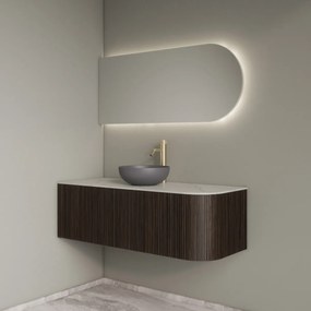 Gliss Design Alluro badmeubel ribbelfront met ronding rechts 120cm ebony en wit marmer toppaneel