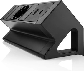 Bureau Stekkerdoos Zwart 1x230V, 1xUSB-A, 1xUSB-C (incl. Aansluitsnoer Randaarde 1,5 Meter)