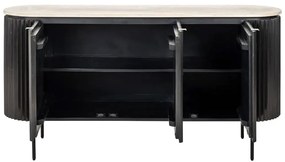 Richmond Interiors Hampton Ribbelhout Dressoir Met Travertin Blad - 160.5x40x82cm.