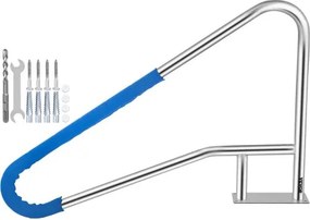 VEVOR Zwembad Roestvrij Stalen Leuningen 139,7x81,2 cm Leuning Afrit 113 kg Rail Zwembad Steunbalk 4,8 cm Buis 2 mm Dik met 1,2 m Handgreepafdekking 4 Ankers voor Ingang Uitgang Zwembad Spa Waterpark