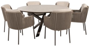 Prado Bernini dining tuinset 160xH75 cm rond 7 delig keramiek terre 4 Seasons Outdoor