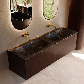 Mondiaz Kurve-dlux 150cm badmeubel ruby met 2 lades en wastafel stor small dubbel zonder kraangat lava