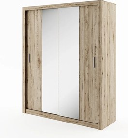 Kledingkast Cirdelu 104, San Remo eik, 215x180x60cm, 162 kg, Kledingkast deuren: Schuivend, Aantal planken: 5, Aantal planken: 5