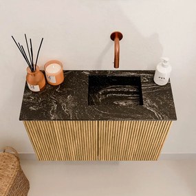 Mondiaz Joya DLux 60cm toiletmeubel oak met wastafel faye rechts zonder kraangat lava