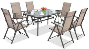 Stalen dining tuinmeubels Modena/Rosario voor 6 personen Garden Point bruin