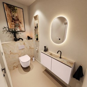 Mondiaz Ture DLux toiletmeubel 100cm rosee met wastafel frappe midden met kraangat