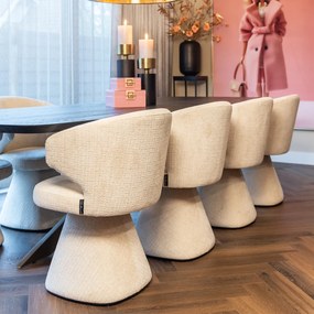 Richmond Interiors Gatsbi Design Stoel Met Stoffen Poot Beige Chenille