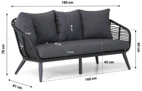 Stoel en Bank Loungeset 4 personen Aluminium/wicker Zwart  Coco Coco Leonardo